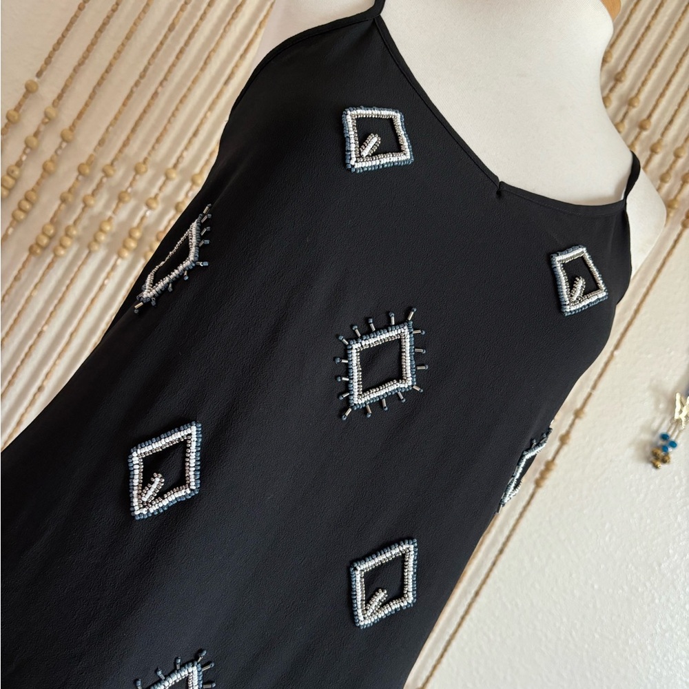 NWOT Geometric Beaded Embellished Boho Festival Summer Sleeveless Tank Dress - Picture 3 of 6